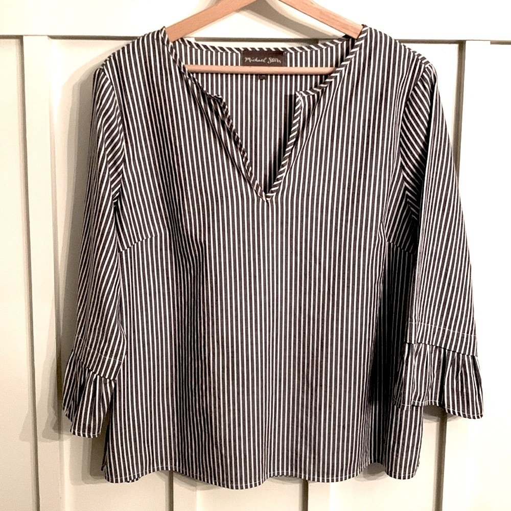 NWOT Michael Stars ticking Stripe 3/4 sleeve cotton blouse